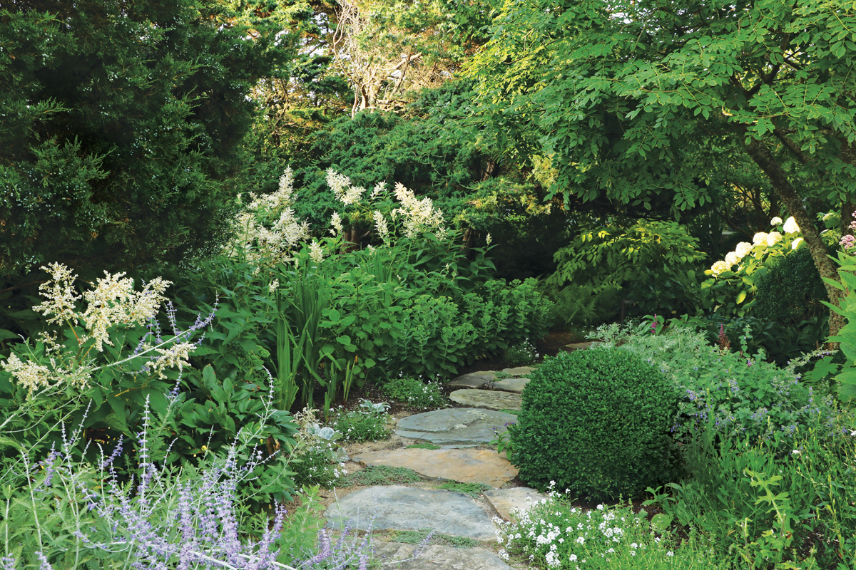 perennial border is made with loose fieldstones